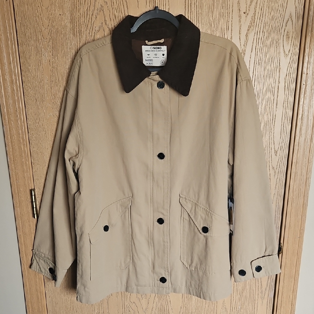 NWT Cisono Tan Jacket with Dark Collar Chore Coat